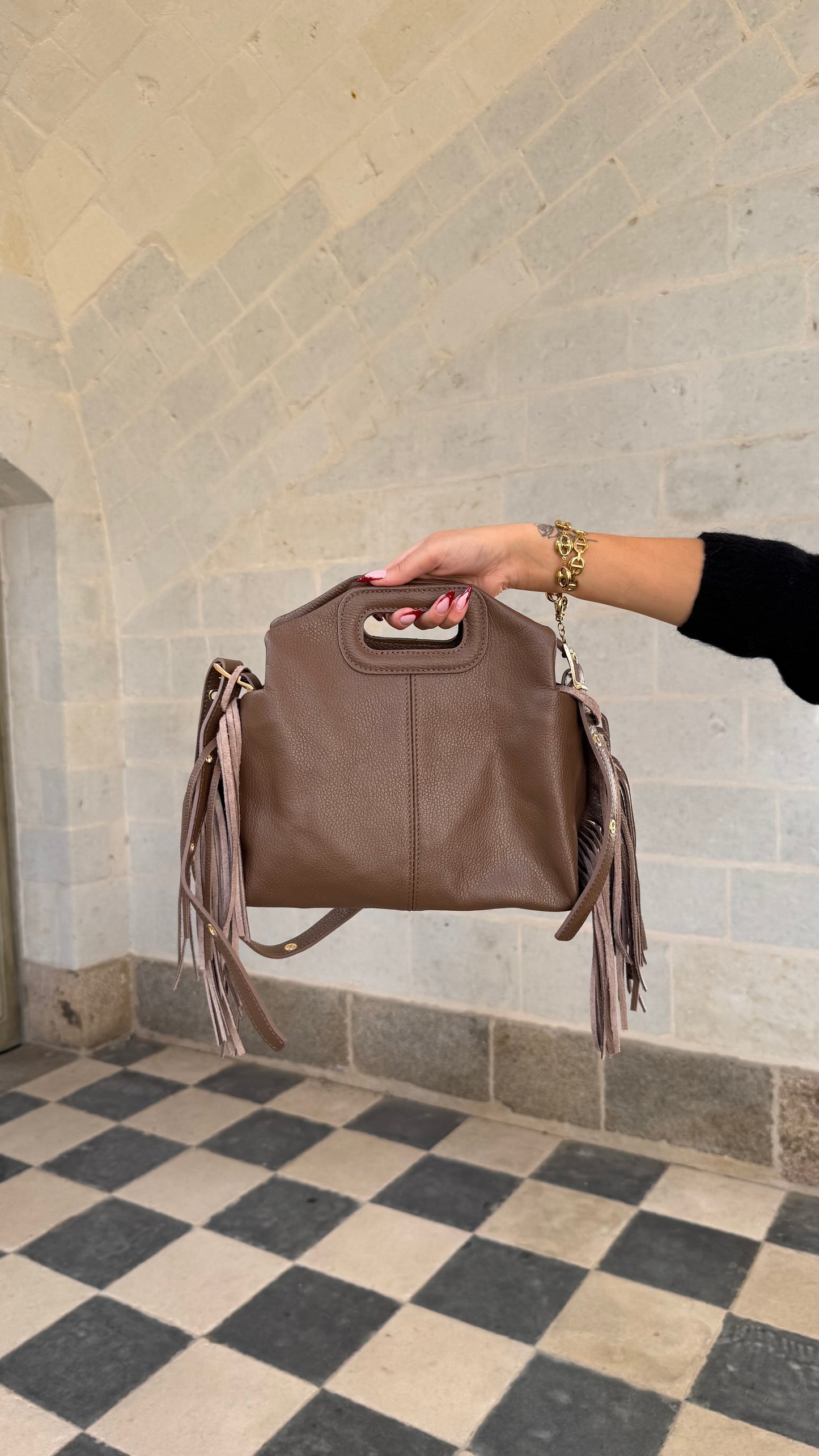 Sac NOOR cuir grainé Taupe 🇮🇹