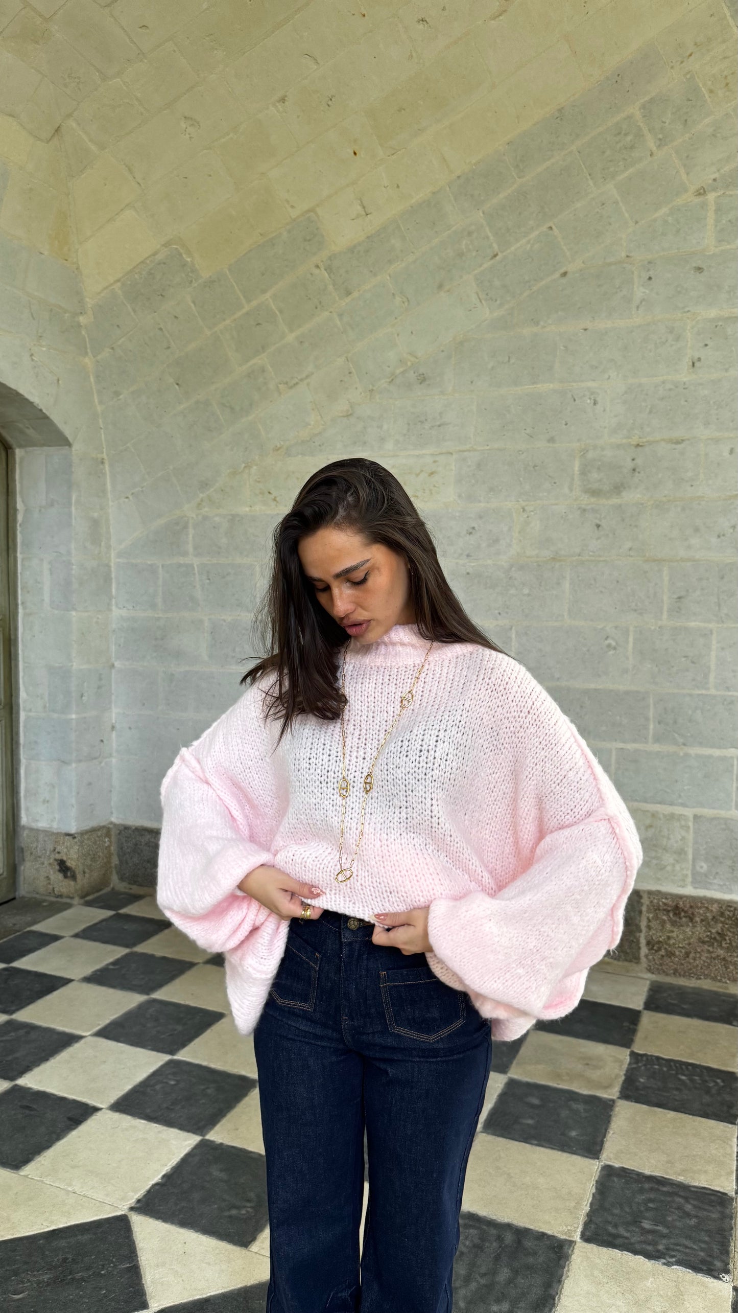 Pull MALMÖ rose bébé 🇮🇹