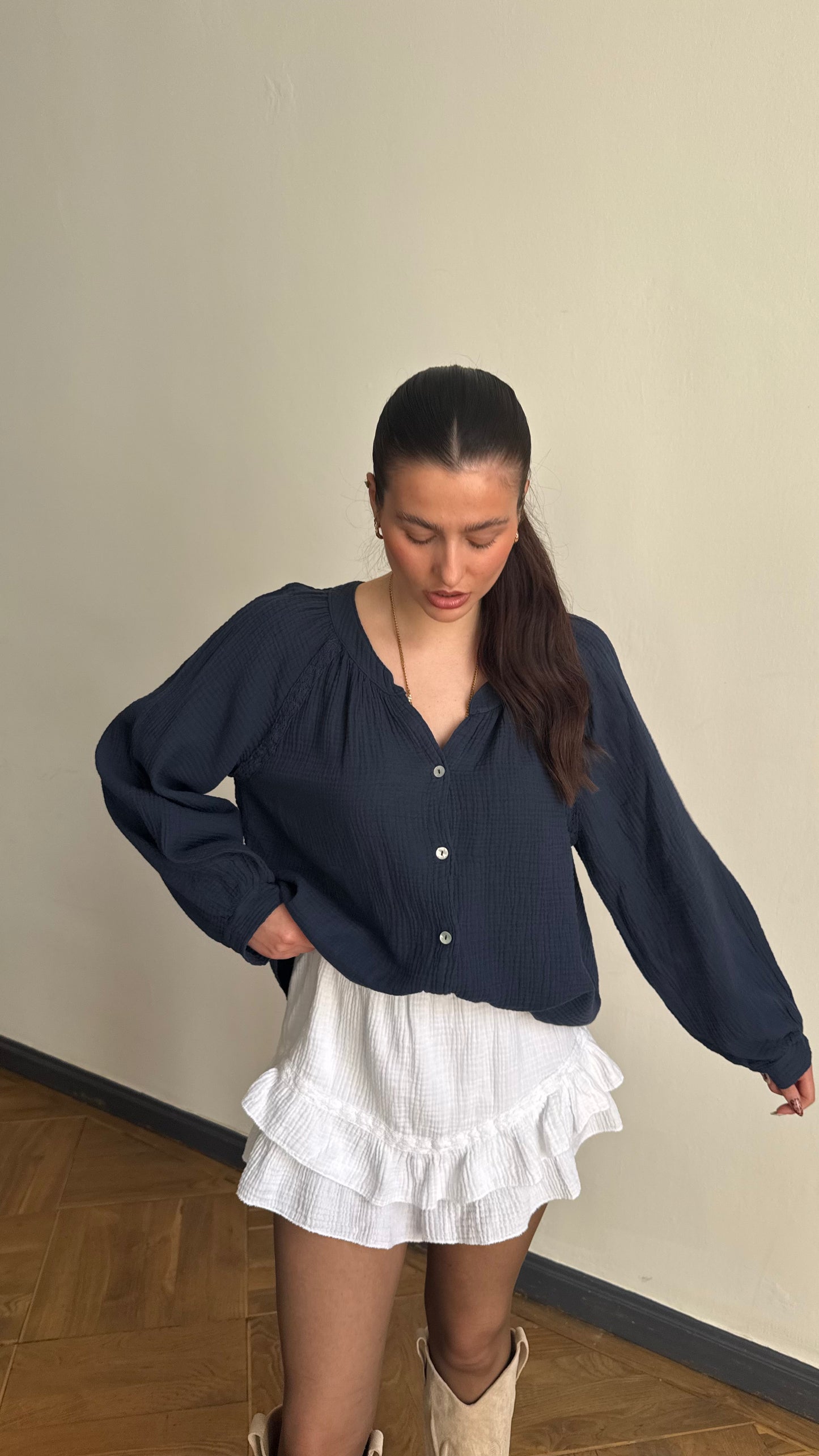 Chemise CREAMY Bleu marine 🇮🇹