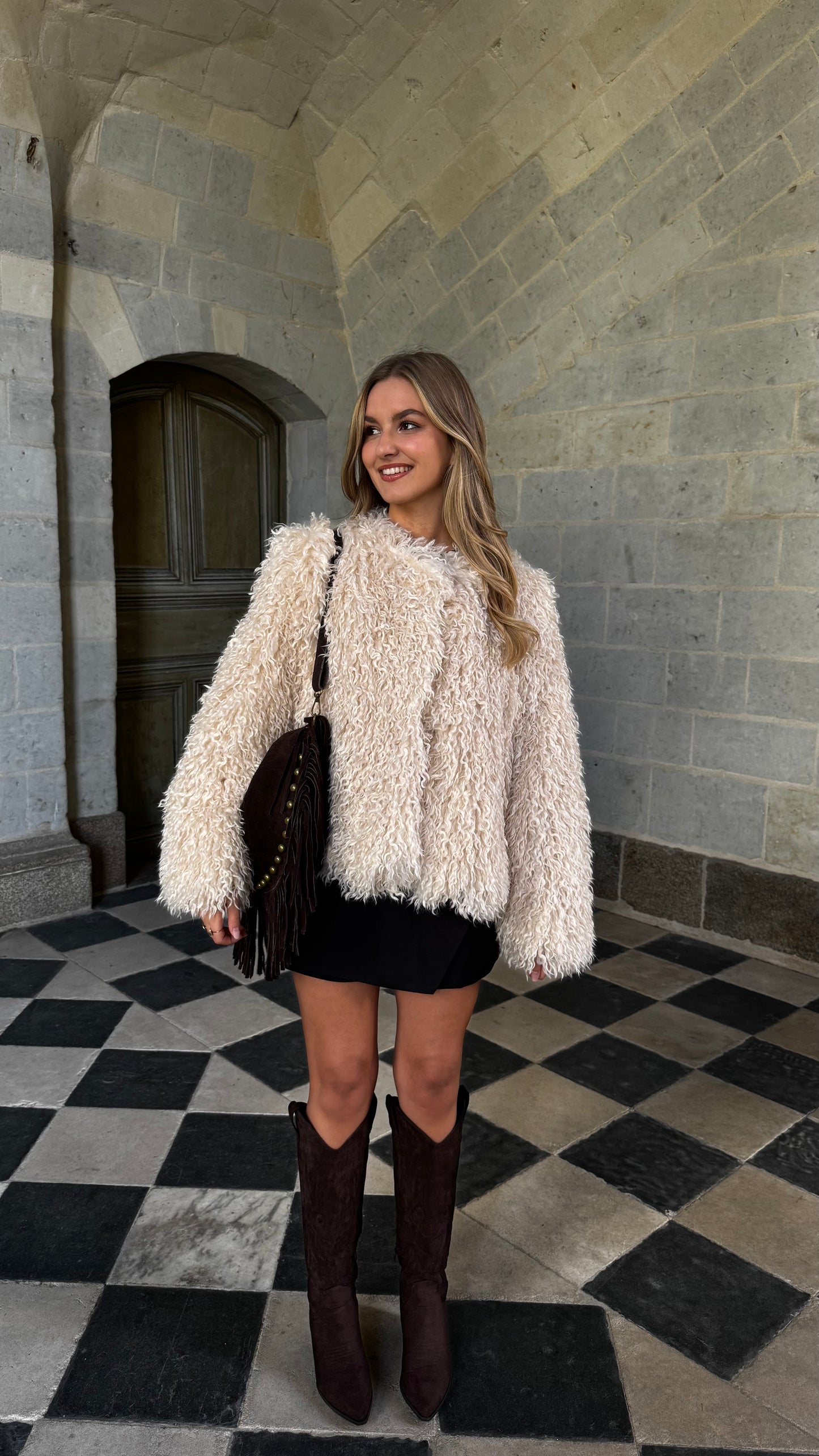 Veste fourrure beige AUREN