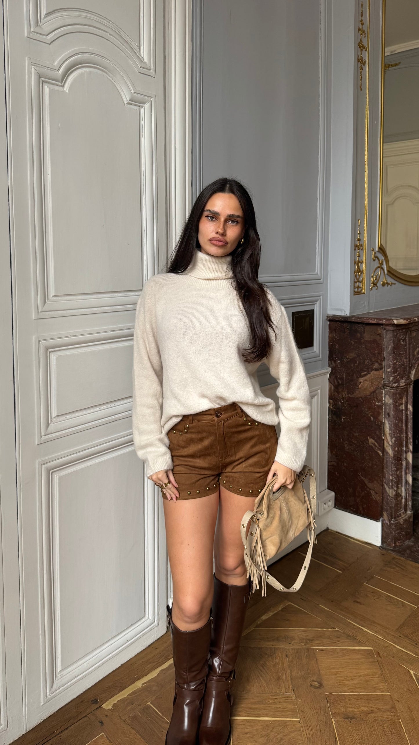 Pull col roulé NOCHA beige