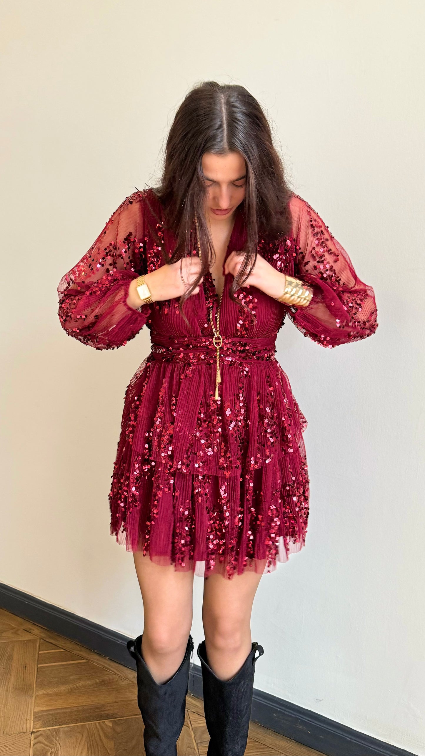 Robe Gabriella bordeaux