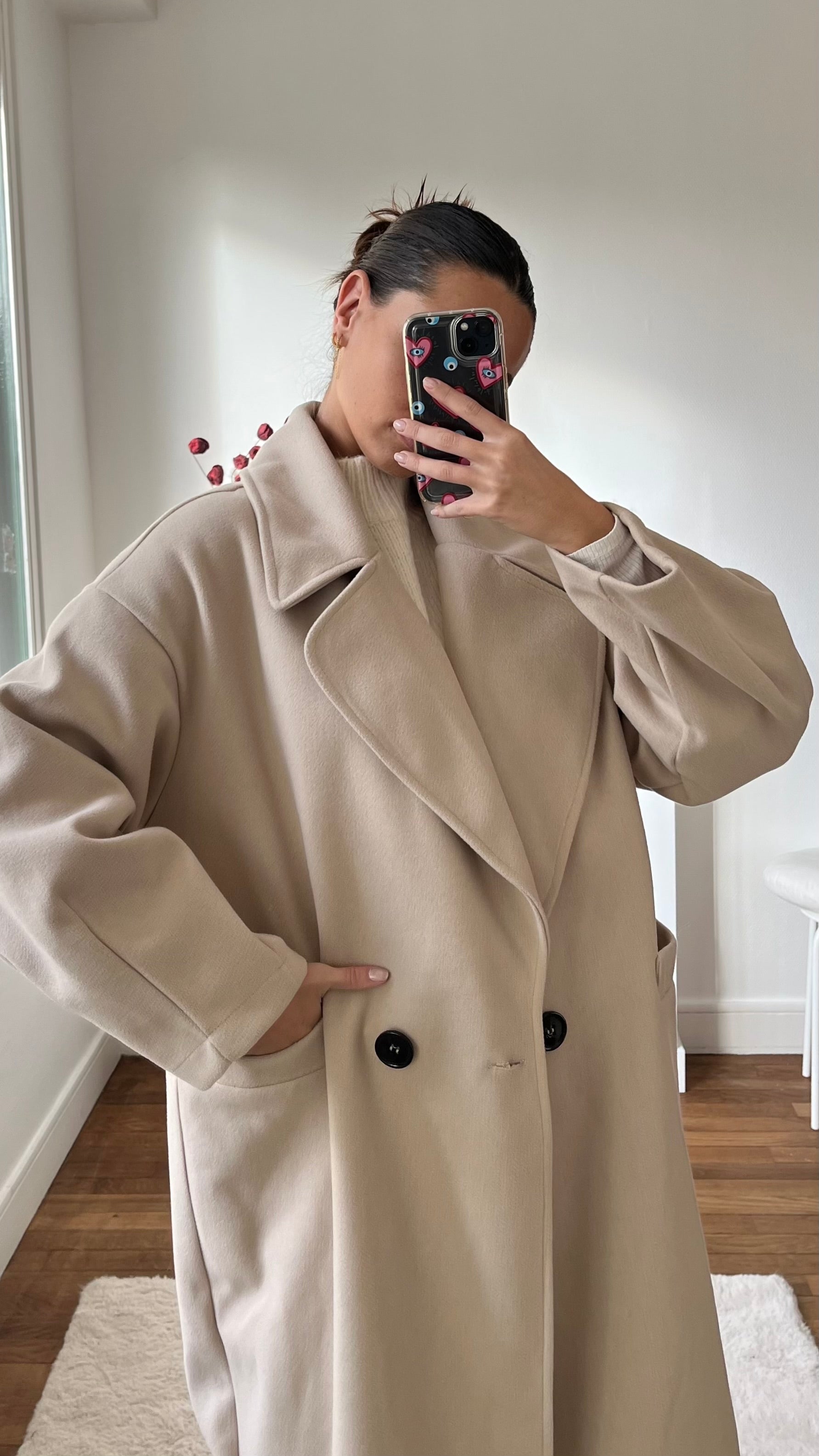 Manteau beige online oversize