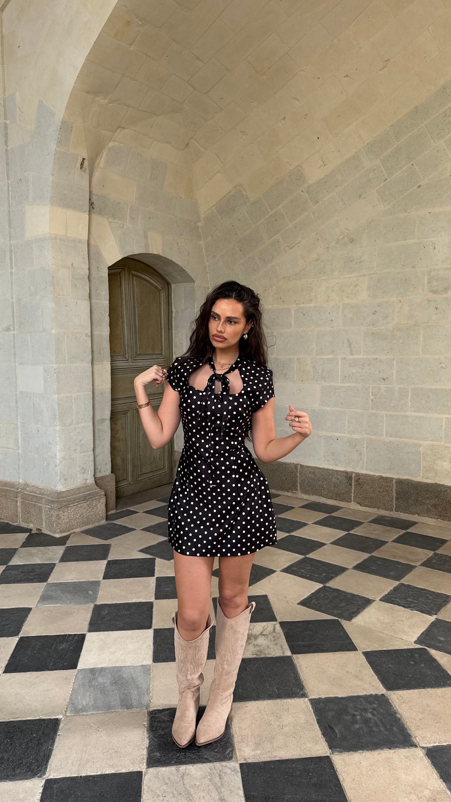 Robe à pois noire DAISY 🇮🇹