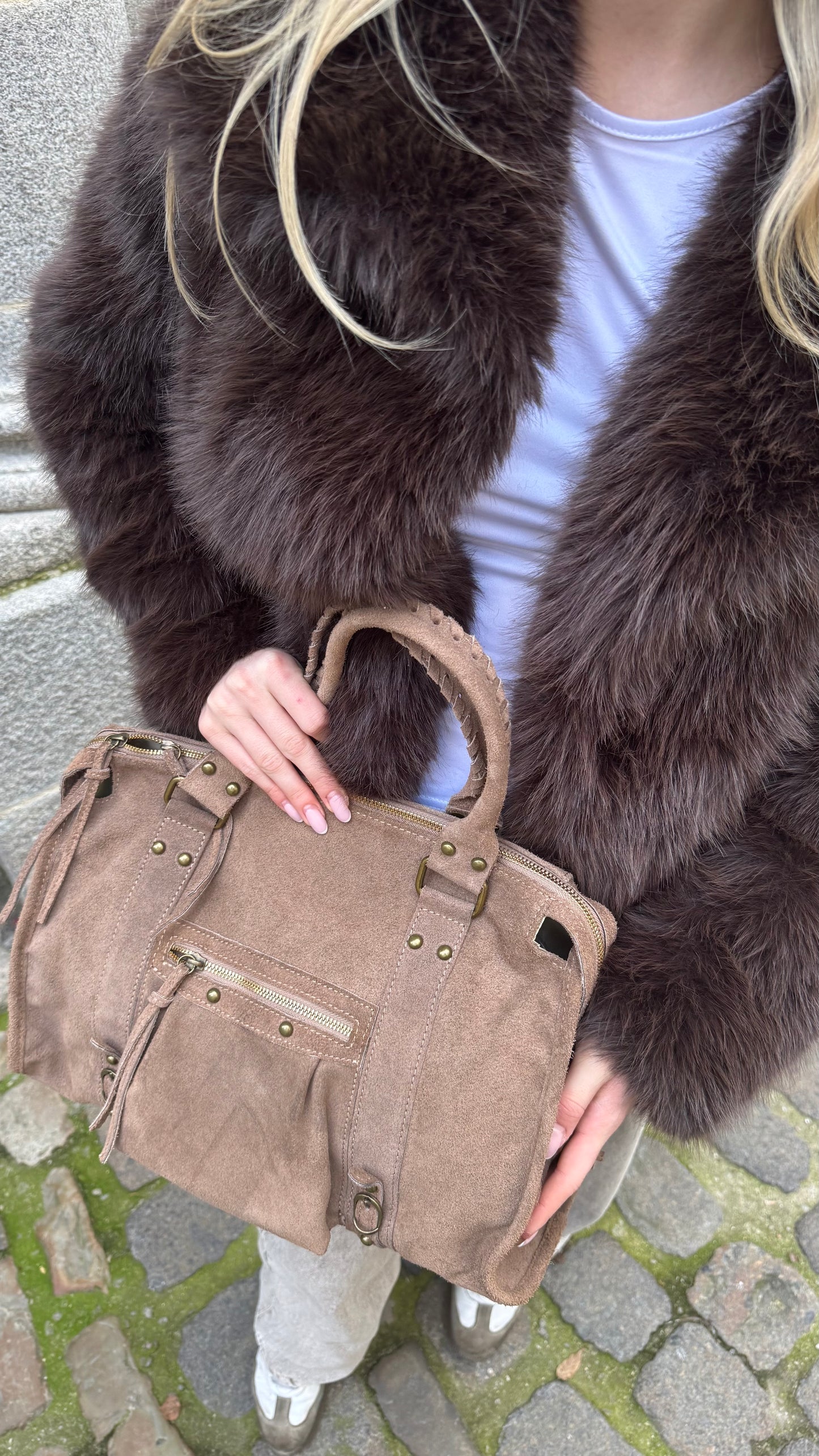 Sac DOLCE Oversize daim Taupe 🇮🇹