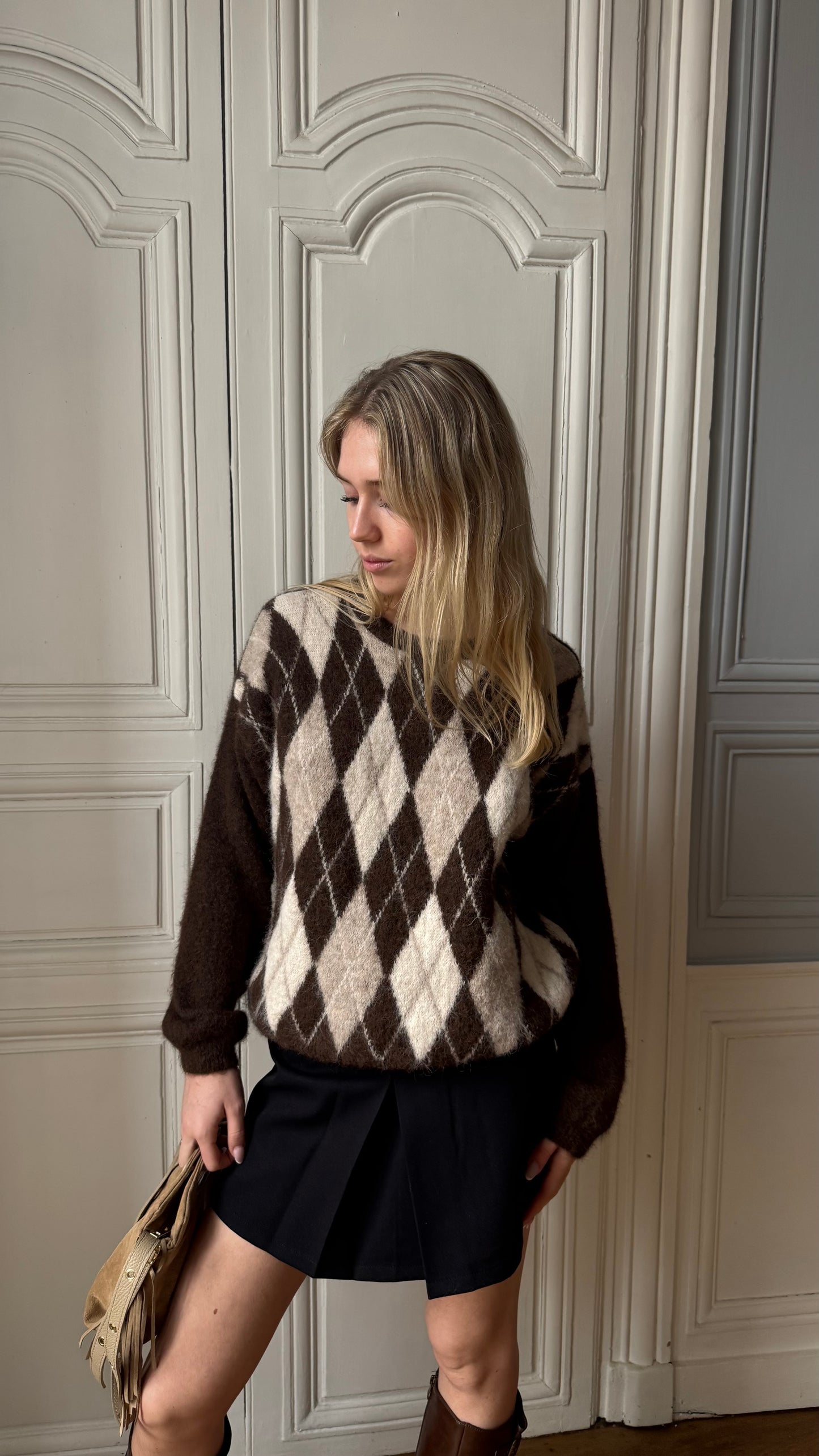 Pull LOSANGE marron🇮🇹