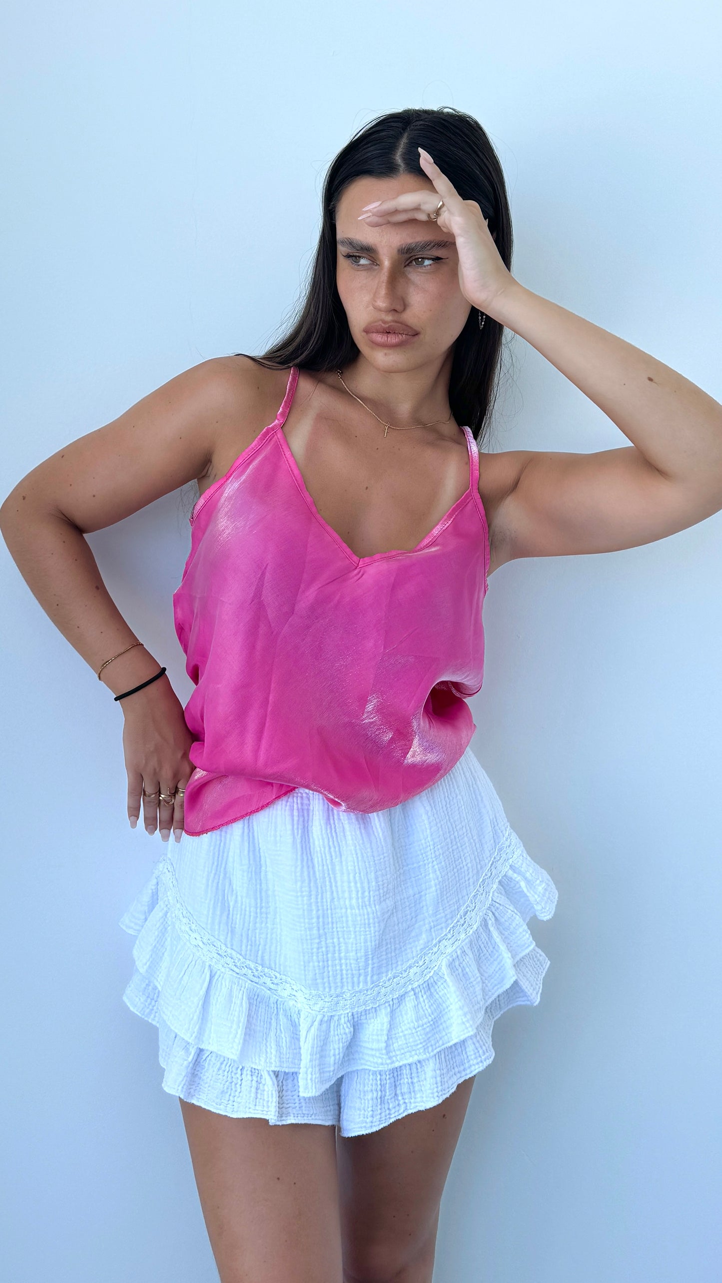 Top satin IBIZA rose foncé 🇮🇹