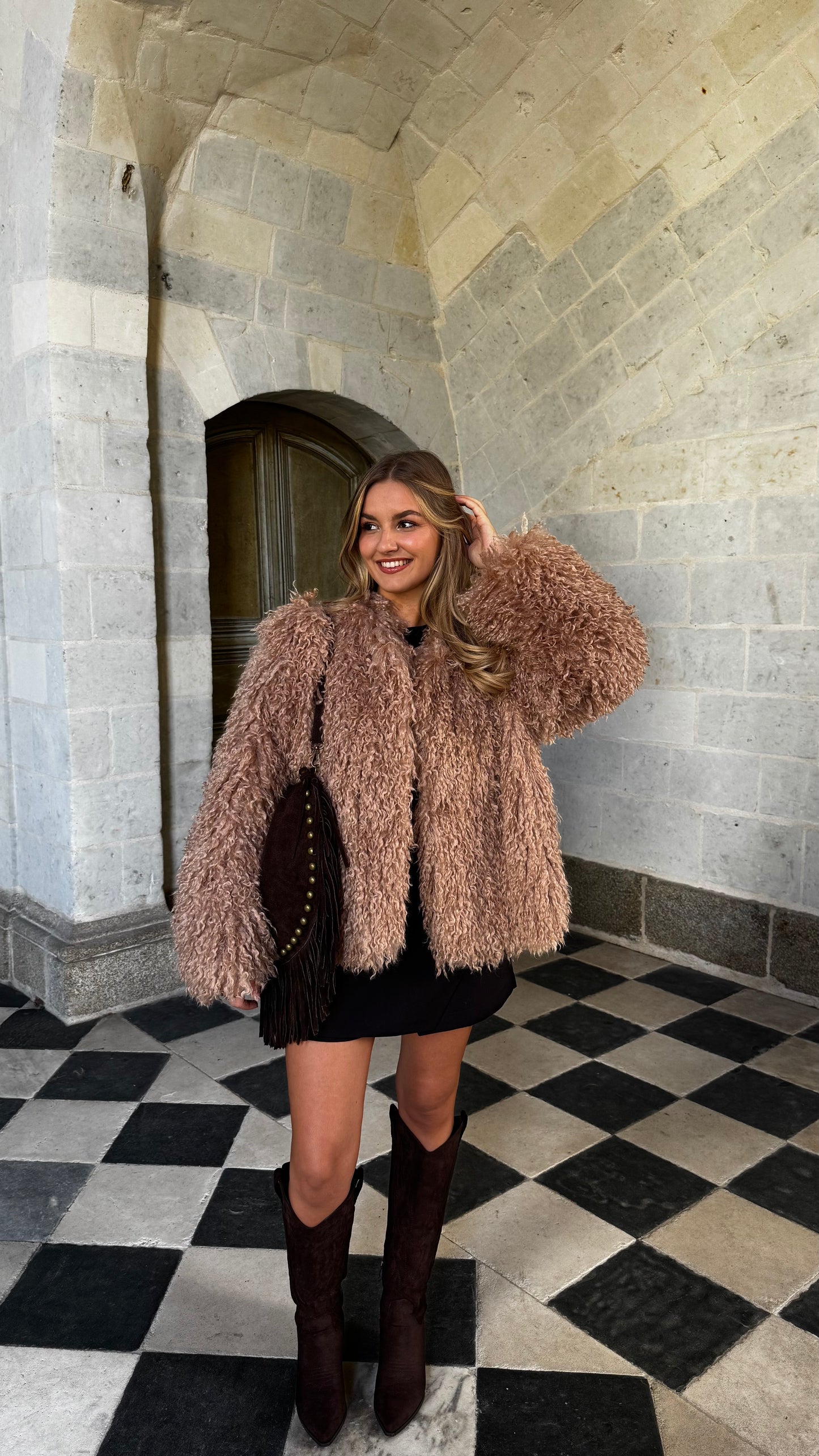 Veste fourrure Camel AUREN