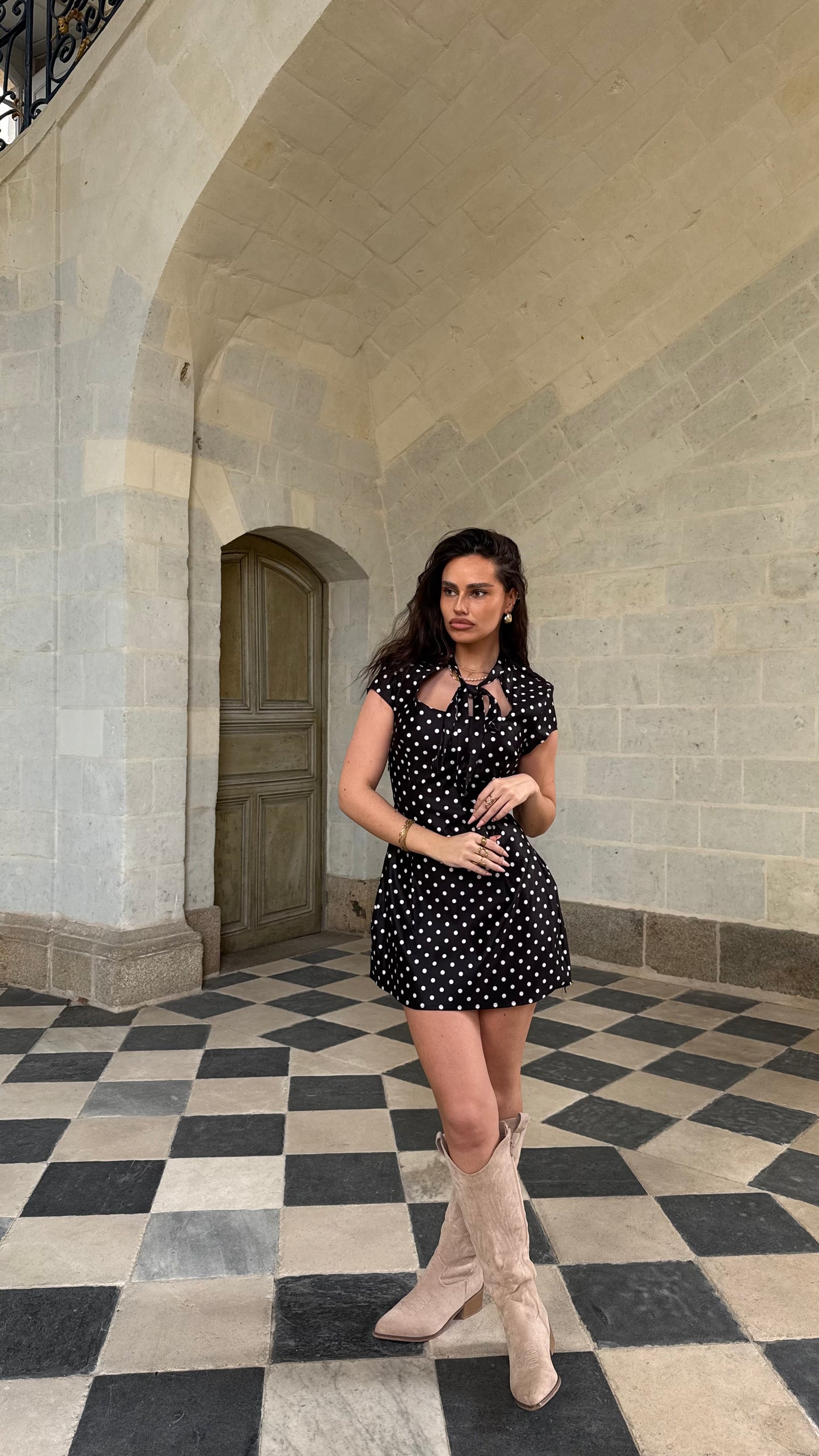 Robe à pois noire DAISY 🇮🇹