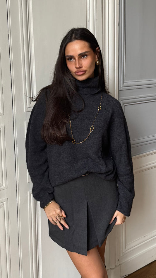 Pull col roulé gris NOCHA