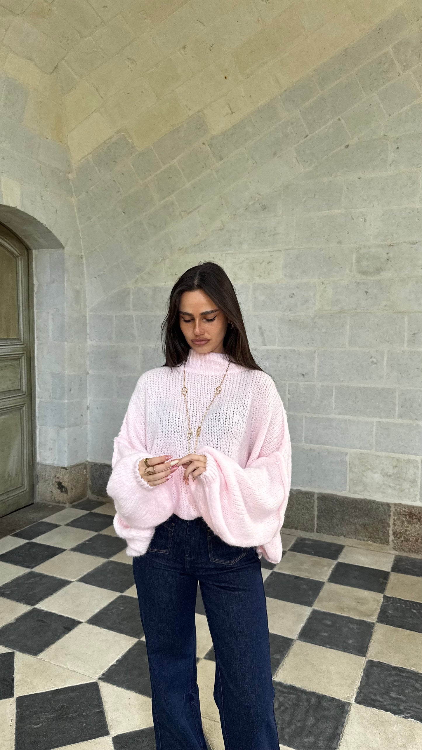 Pull MALMÖ rose bébé 🇮🇹