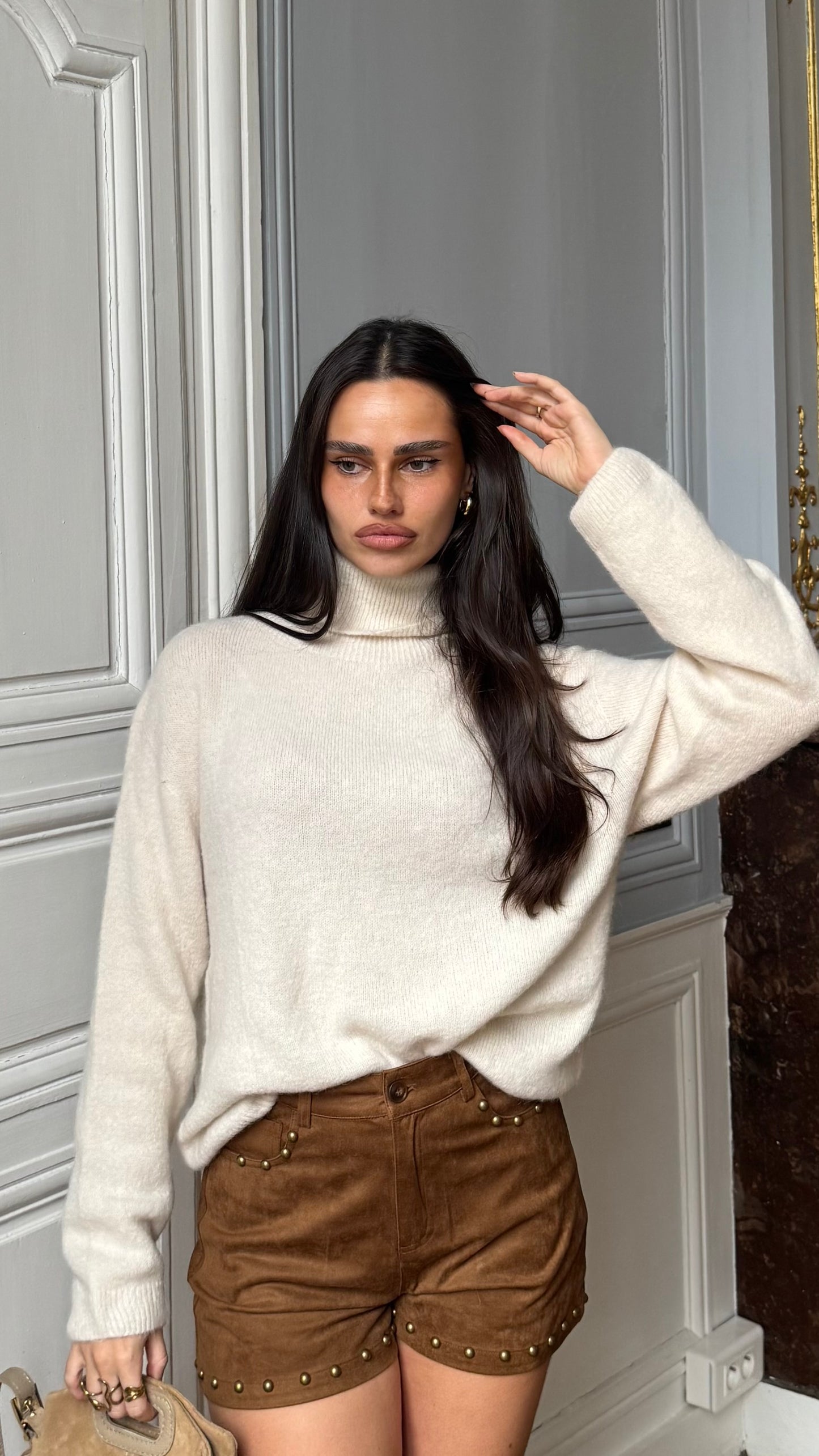 Pull col roulé NOCHA beige