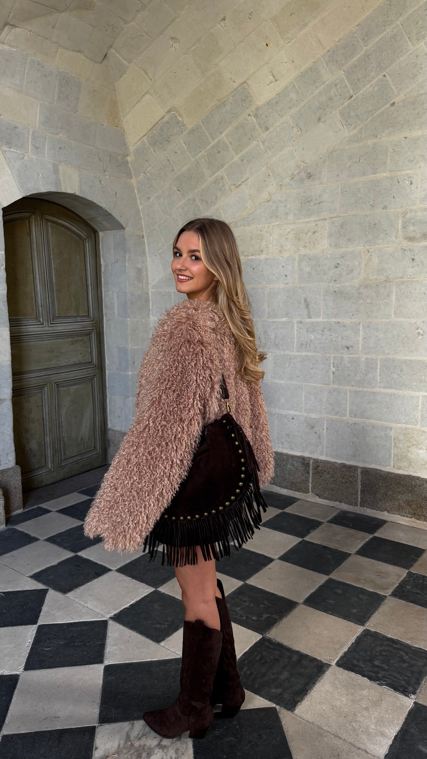 Veste fourrure Camel AUREN