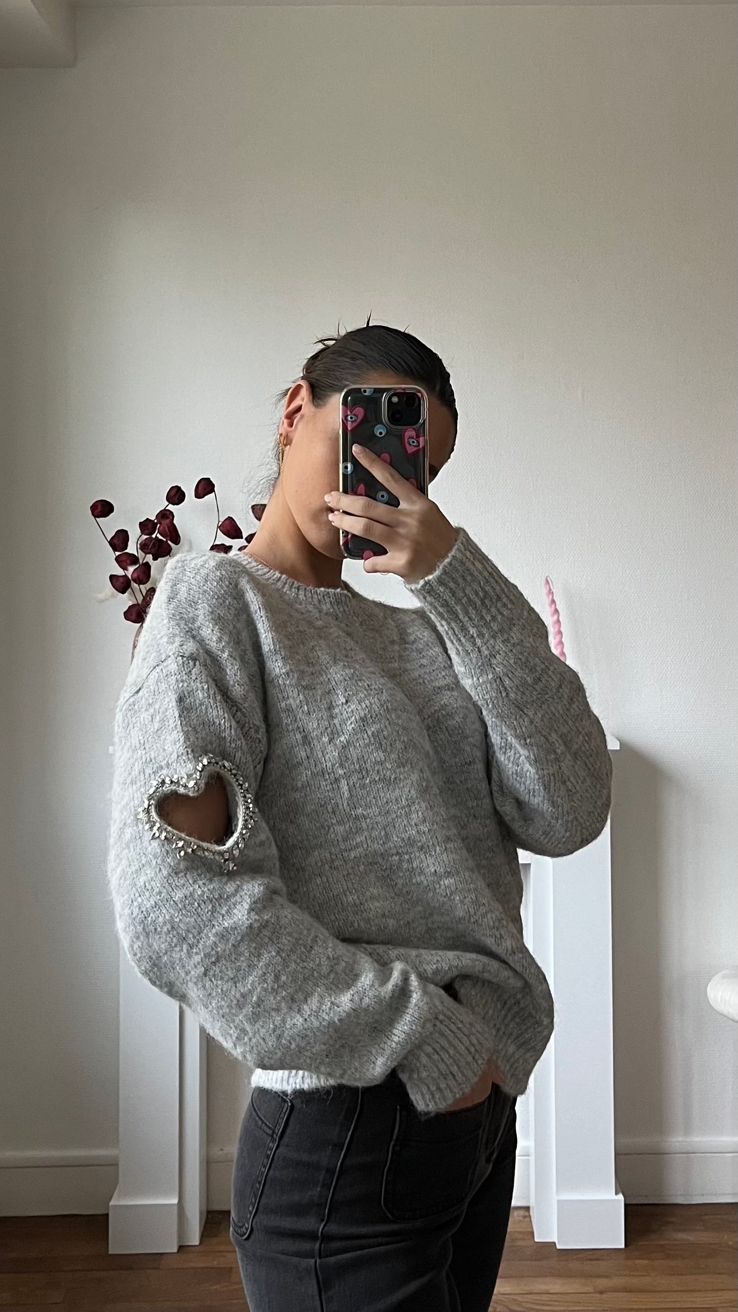 Pull gris AMOUR