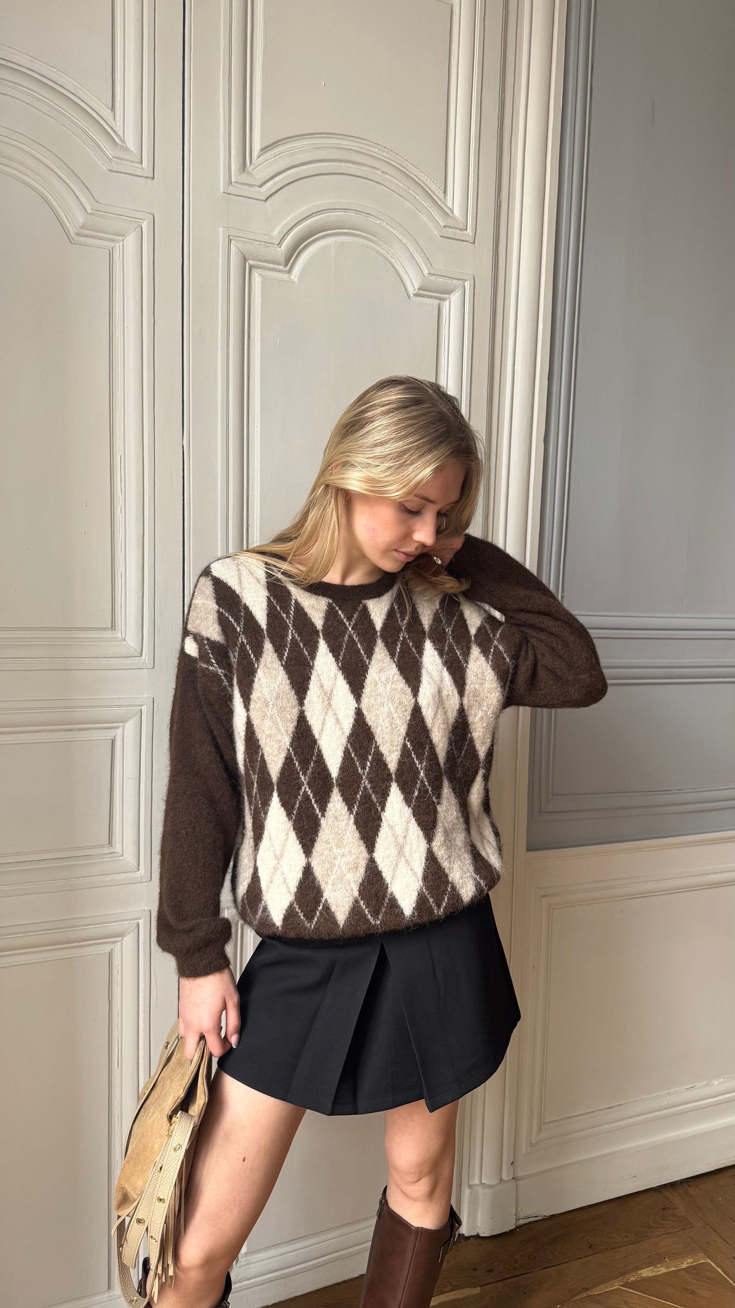 Pull LOSANGE marron🇮🇹