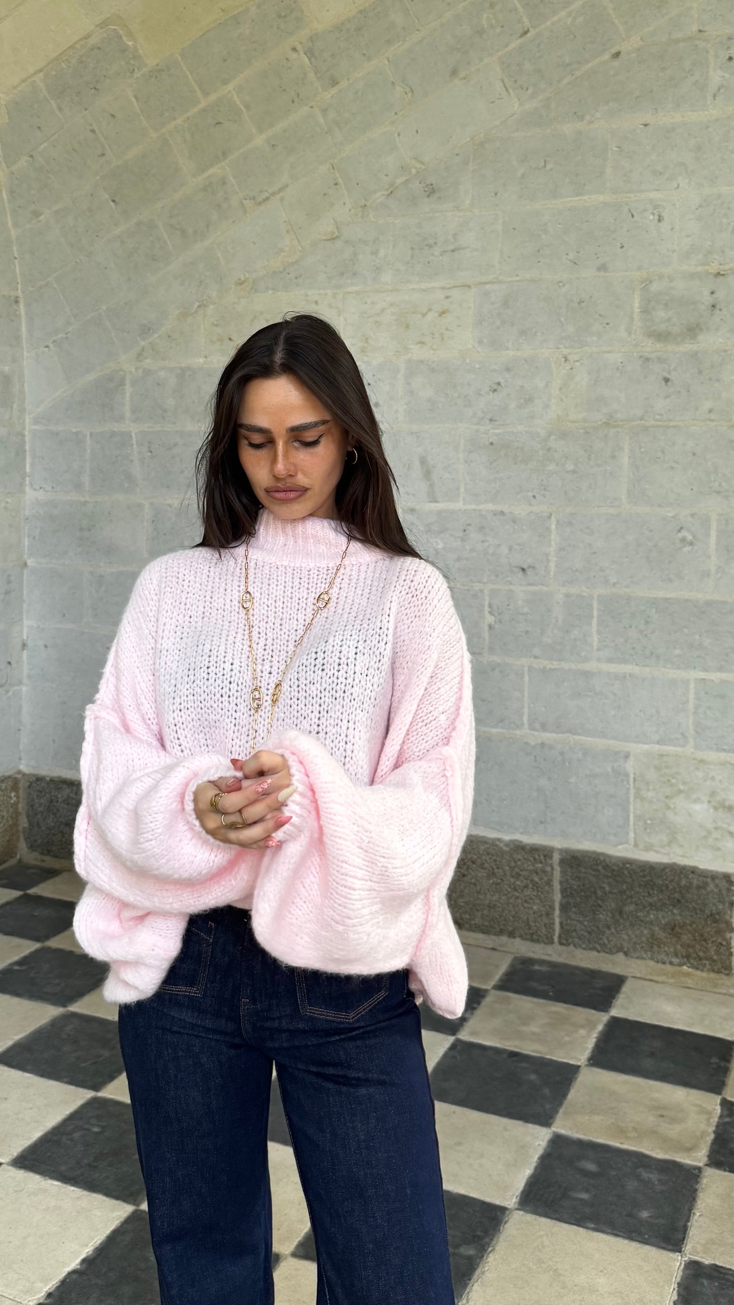 Pull MALMÖ rose bébé 🇮🇹