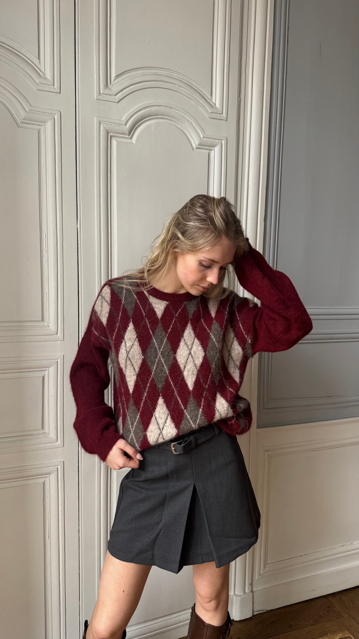 Pull LOSANGE bordeaux🇮🇹