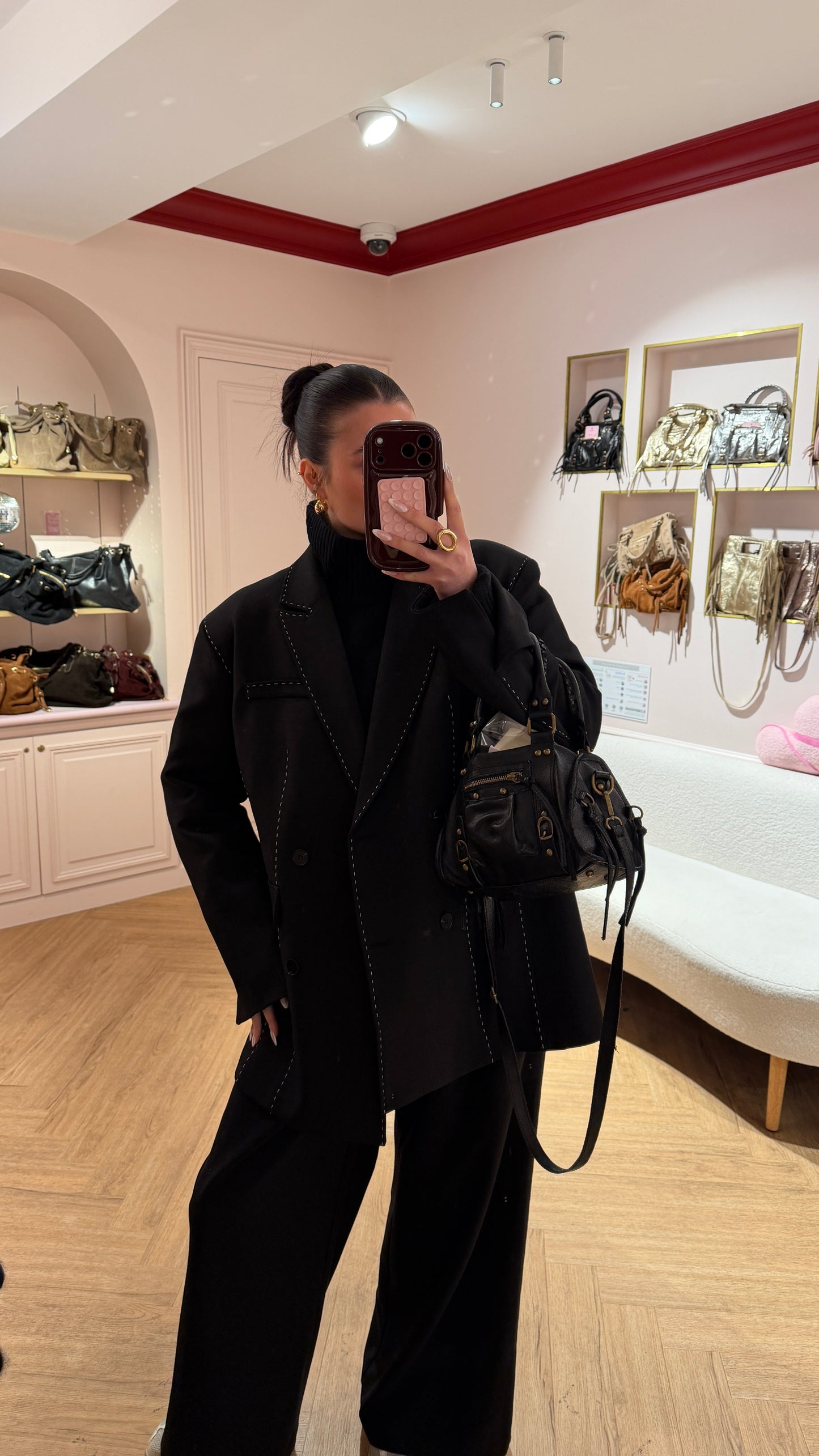 Blazer à surpiqures noir CALI