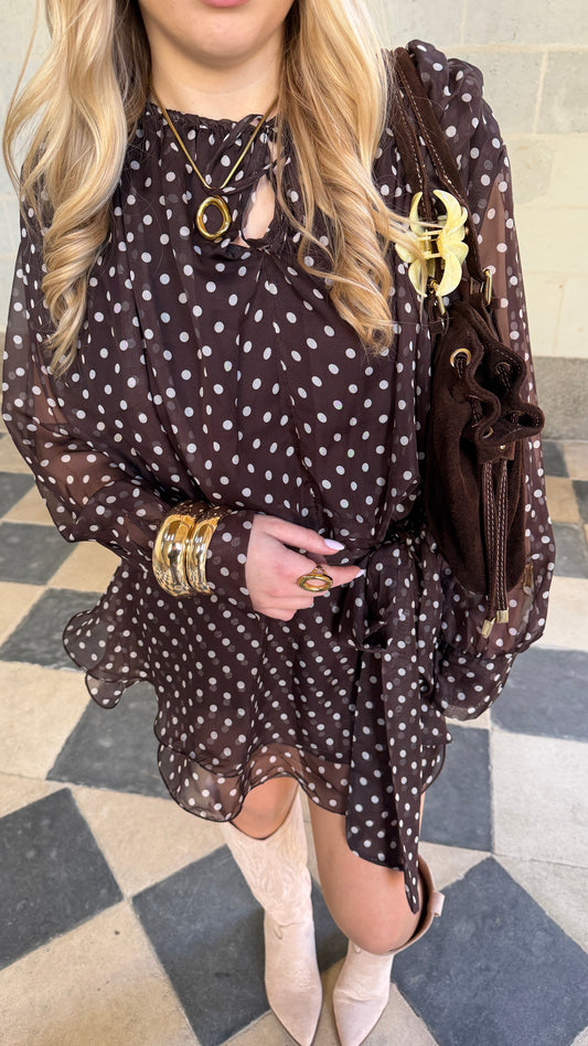 Robe à pois marron NARCISSE 🇮🇹 PRÉ COMMANDE : EXP LE 30/03⚠️