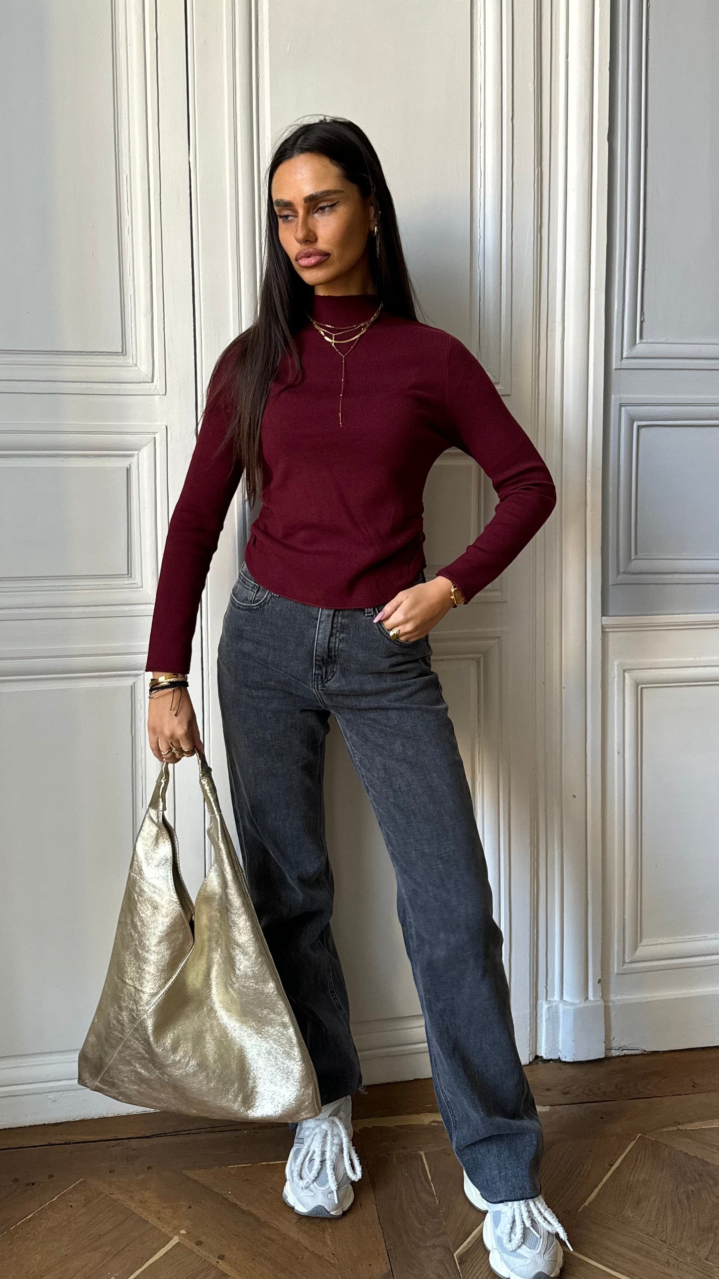 Top HAZEL bordeaux (manche longue)