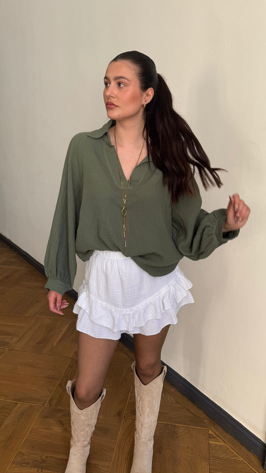 Chemise CREAMY Kaki (Col V) 🇮🇹