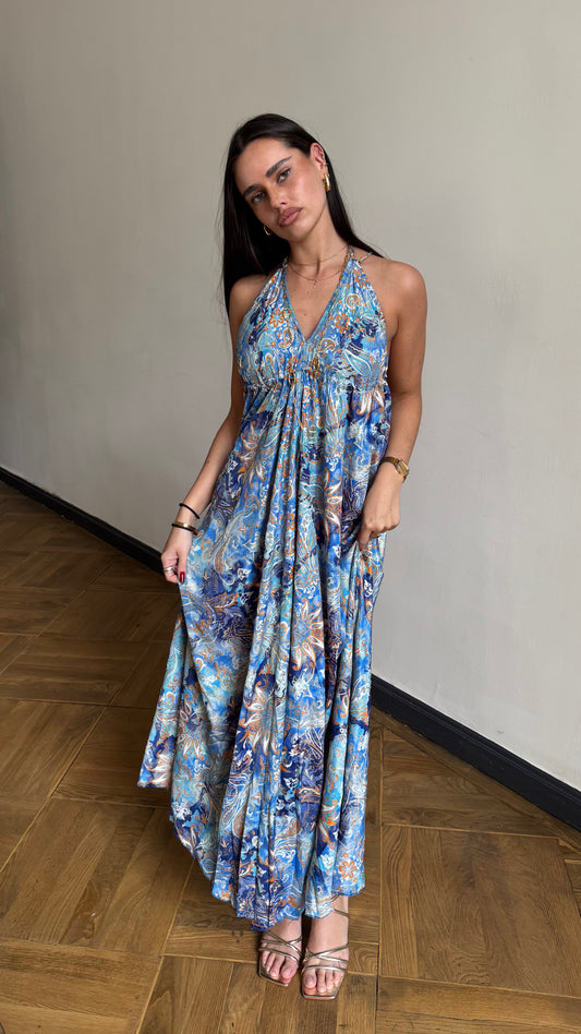 Robe bohème SOYA Bleu orangé 🇮🇳