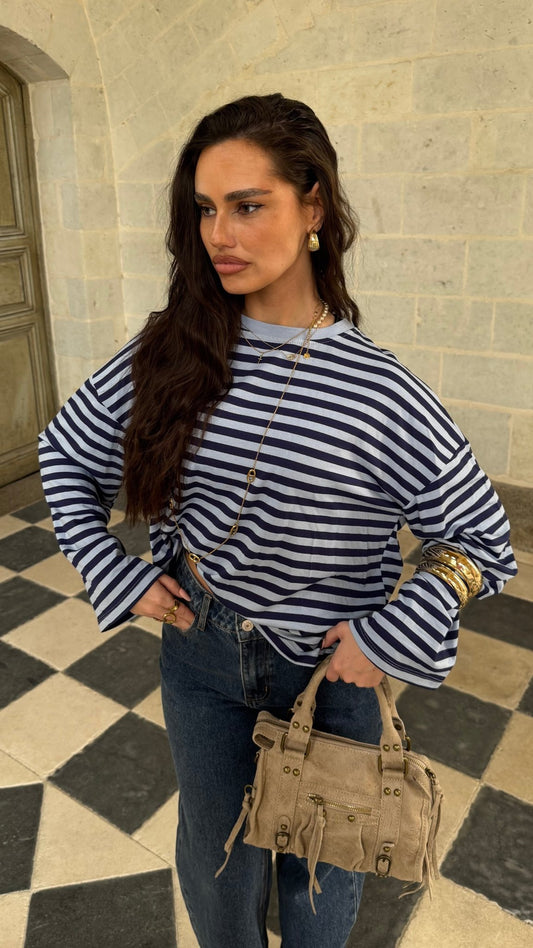 T-shirt marinière bleue 🇮🇹 - LYBRA COLLECTION